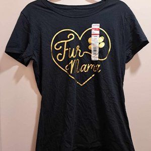 Black and Gold Fur Mama short sleeved Tshirt